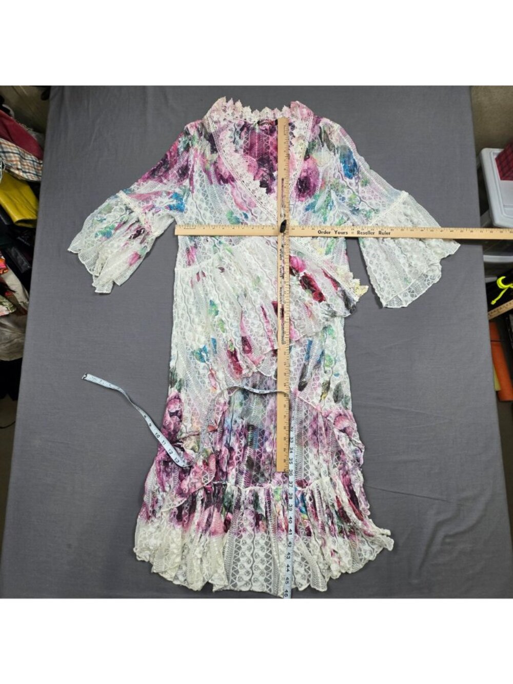 Origami Medium Lace Cardigan Floral Boho Festival Open Front Kimono - Picture 4 of 4
